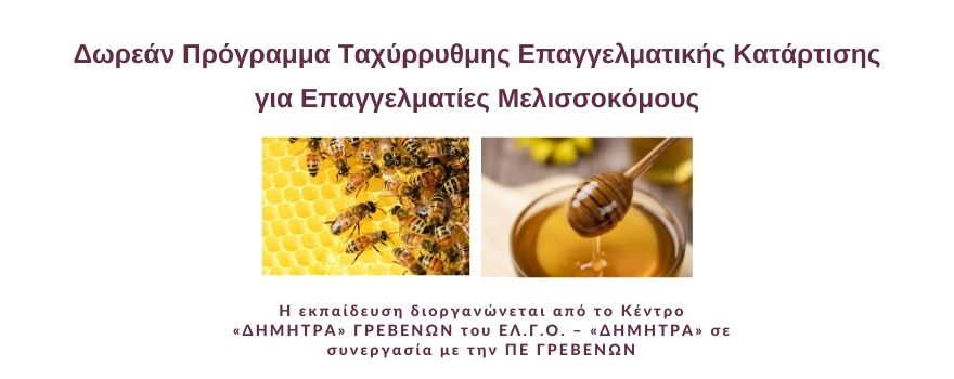 Δωρεάν Πρόγραμμα Ταχύρρυθμης Επαγγελματικής Κατάρτισης για επαγγελματίες Μελισσοκόμους